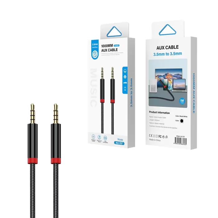 Lopard Au-707 Örgü Tasarımlı Aux Audio Kablo 3.5mm 1m
