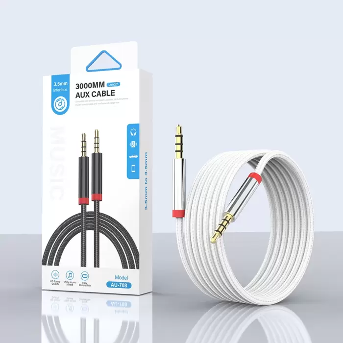 Lopard Au-708 Örgü Tasarımlı Aux Audio Kablo 3.5mm 3m