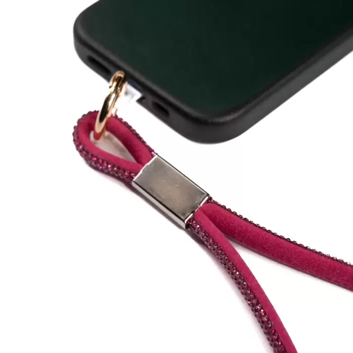 Lopard Cep Telefonu Yarım Taşlı Halat İp Cep Telefonu El Askısı 40cm