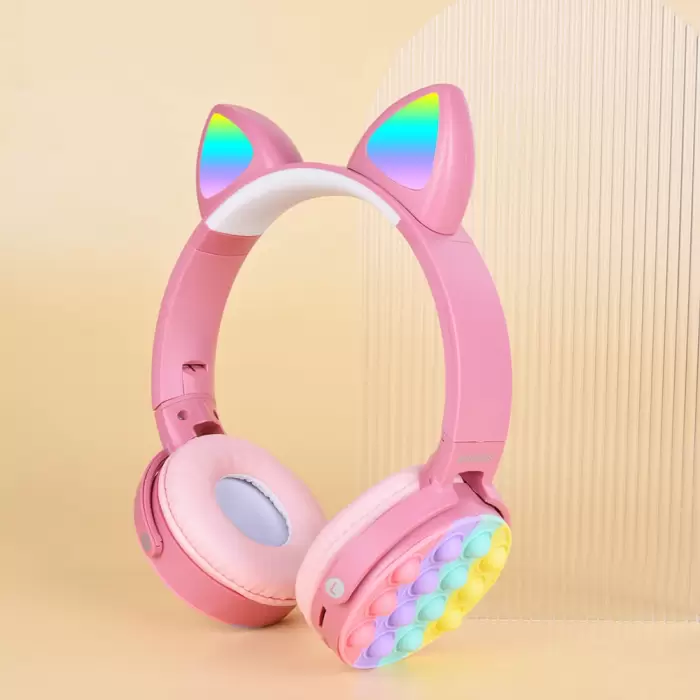 Lopard CXT-950 RGB Led Işıklı Kedi Kulağı Band Tasarımı Ayarlanabilir Katlanabilir Kulak Üstü Bluetooth Kulaklık