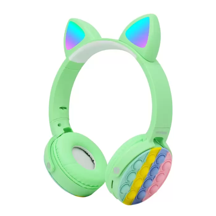 Lopard CXT-950 RGB Led Işıklı Kedi Kulağı Band Tasarımı Ayarlanabilir Katlanabilir Kulak Üstü Bluetooth Kulaklık