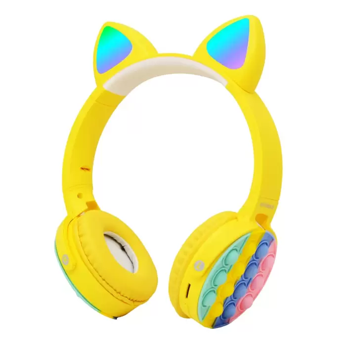 Lopard CXT-950 RGB Led Işıklı Kedi Kulağı Band Tasarımı Ayarlanabilir Katlanabilir Kulak Üstü Bluetooth Kulaklık