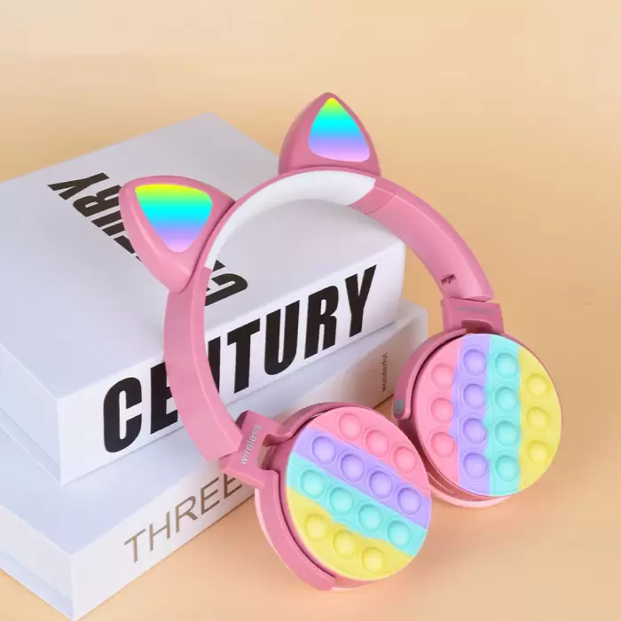 Lopard CXT-950 RGB Led Işıklı Kedi Kulağı Band Tasarımı Ayarlanabilir Katlanabilir Kulak Üstü Bluetooth Kulaklık
