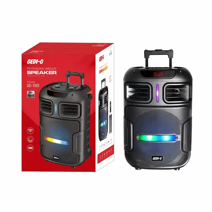 Lopard Gd-1503 Dijital Led Göstergeli Fm Radyolu Mikrofonlu Rgb Tws 15 İnç Stereo Bass Kablosuz Karaoke Hoparlör