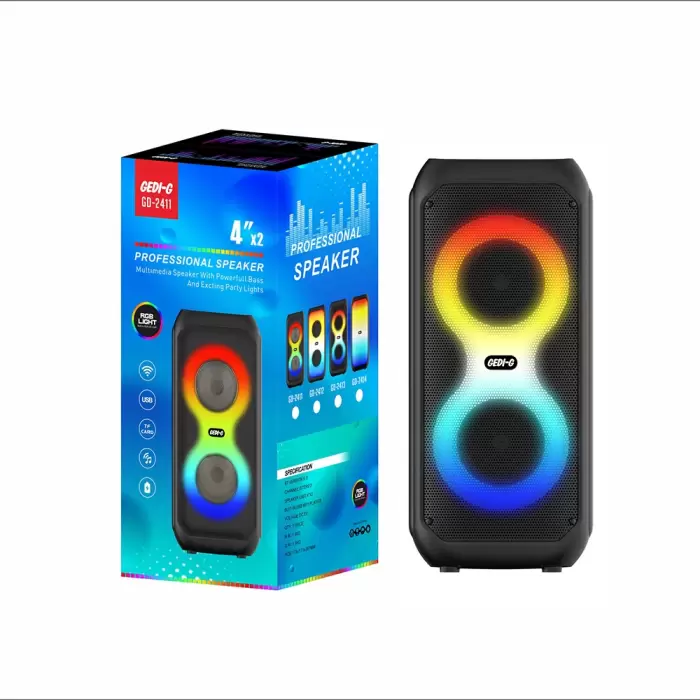 Lopard Gd-2413 Fm Radyolu Rgb Tws Çift 4 İnç Stereo Bass Kablosuz Hoparlör