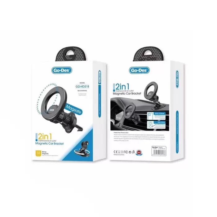 Lopard Gd-hd318 M-safe Magnetik 360° Dönebilen 2in1 Havalandırma Ve Düz Zemin Telefon Tutucu
