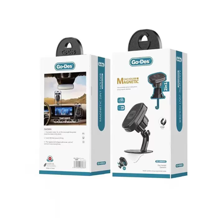 Lopard Gd-hd835s Magnetik 360° Dönebilen 2in1 Havalandırma Ve Düz Zemin Araç Telefon Tutucu