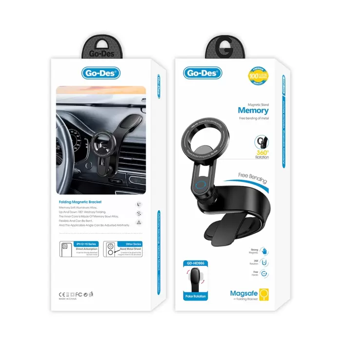 Lopard Gd-hd986 Magnetik M-safe Uyumlu Bükülebilen Eğimi Ve Düz Zemin Araç Telefon Tutucu