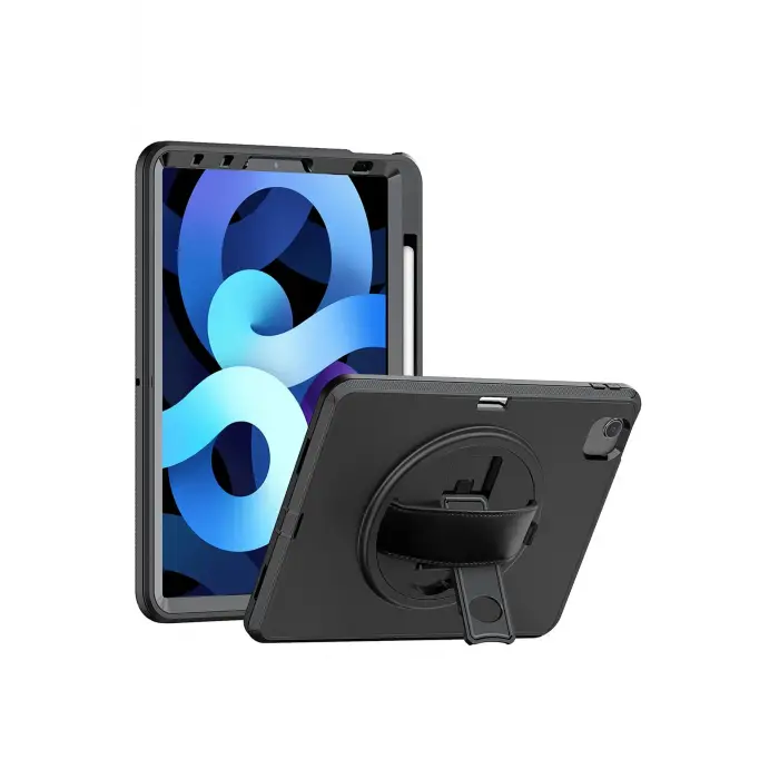 Lopard İpad 2022 10.9 (10.nesil) Kılıf Hand Strap Tablet Kılıfı - Siyah