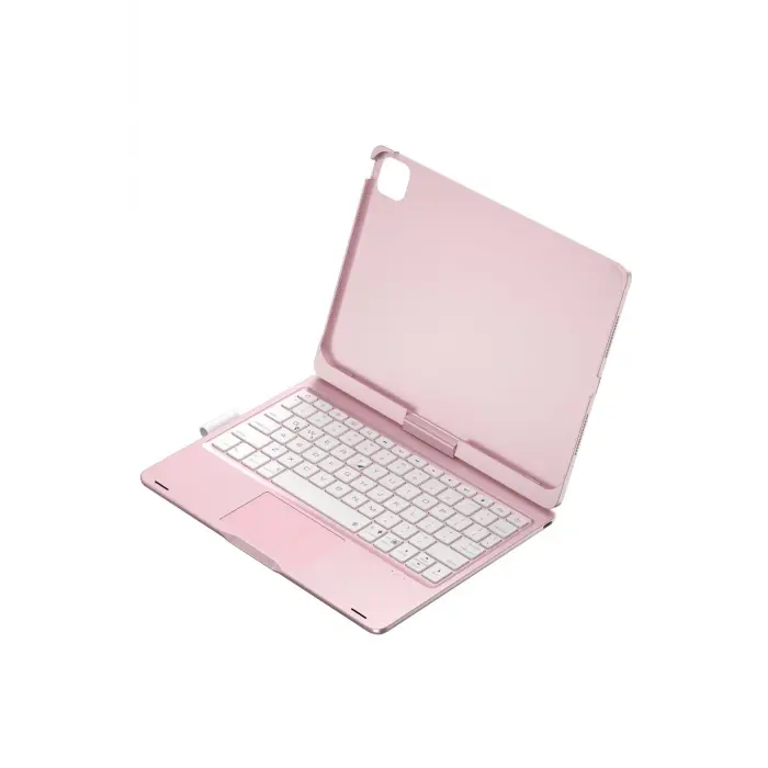 Lopard İpad Pro 11 (2024) F11 Ats Kılıf Magic Dönen Klavyeli Tablet Kılıf - Pembe