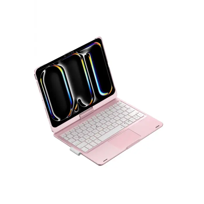 Lopard İpad Pro 11 (2024) F11 Ats Kılıf Magic Dönen Klavyeli Tablet Kılıf - Pembe