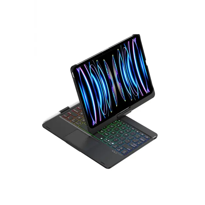 Lopard İpad Pro 11 (2024) F11 Ats Kılıf Magic Dönen Klavyeli Tablet Kılıf - Siyah