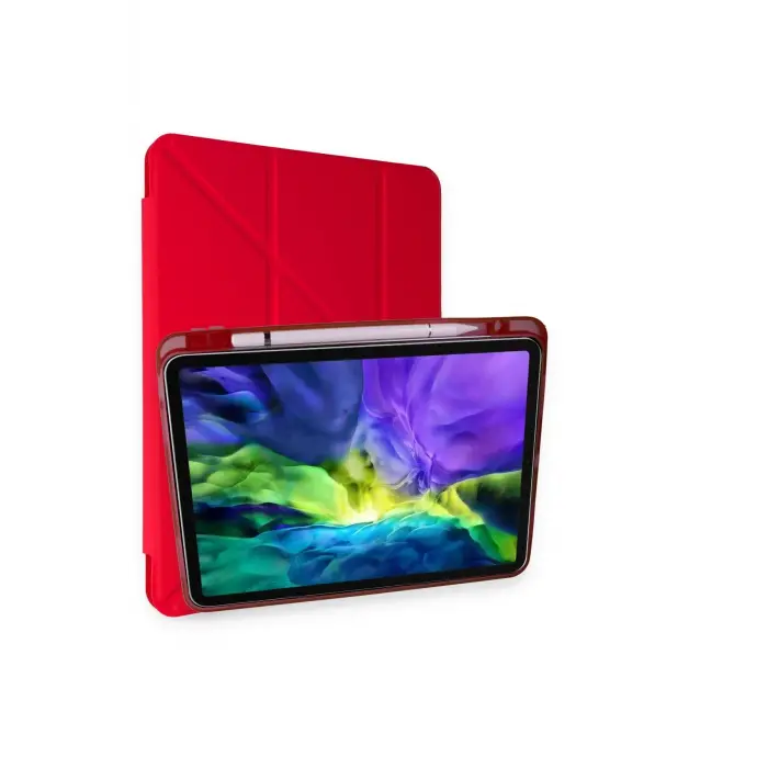 Lopard İpad Pro 11 (2024) Kılıf Kalemlikli Mars Tablet Kılıfı - Kırmızı