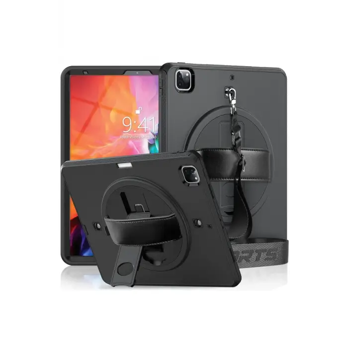 Lopard İpad Pro 12.9 (2021) Kılıf Strap-c Otterbox Tablet Kapak - Siyah