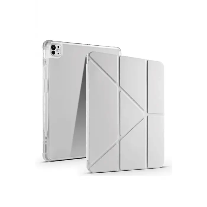 Lopard İpad Pro 13 (2024) Kılıf Kalemlikli Mars Tablet Kılıfı - Gri