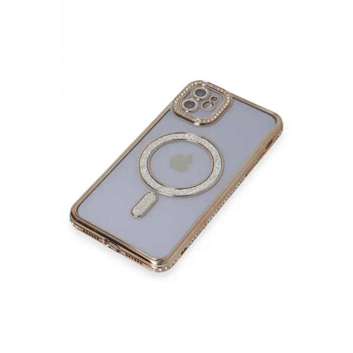 Lopard İphone 11 Kılıf Joke Simli Magneticsafe Kılıf - Gold