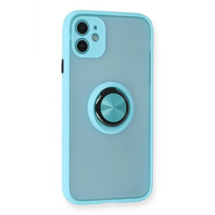 Lopard İphone 11 Kılıf Montreal Yüzüklü Silikon Kapak - Buz Mavi