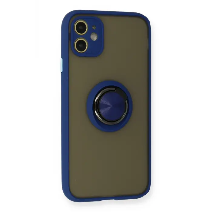 Lopard İphone 11 Kılıf Montreal Yüzüklü Silikon Kapak - Lacivert