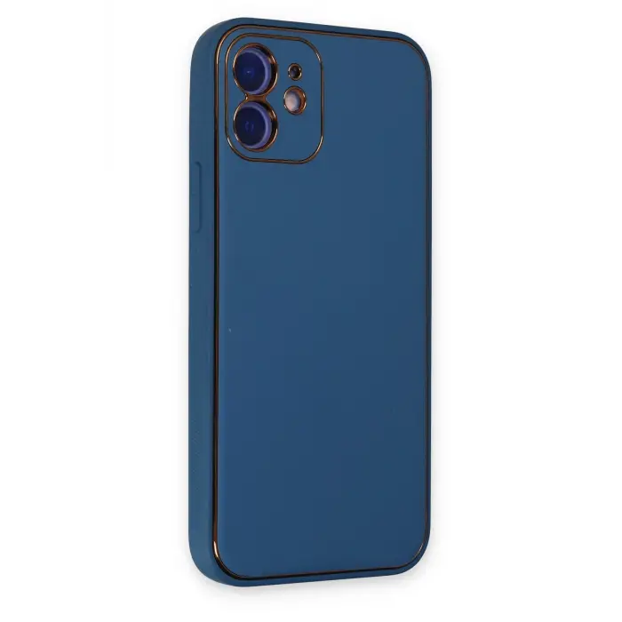 Lopard İphone 12 Kılıf Coco Deri Silikon Kapak - Açık Mavi