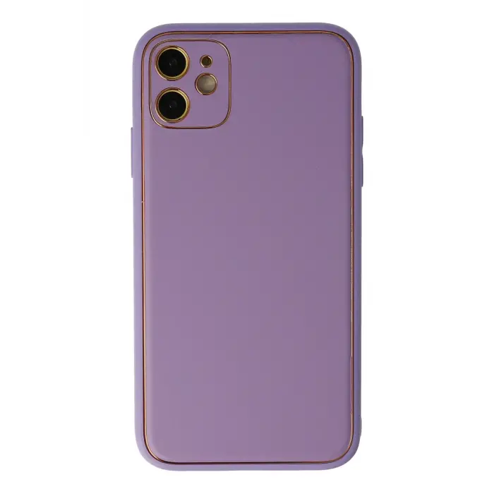 Lopard İphone 12 Kılıf Coco Deri Silikon Kapak - Lila