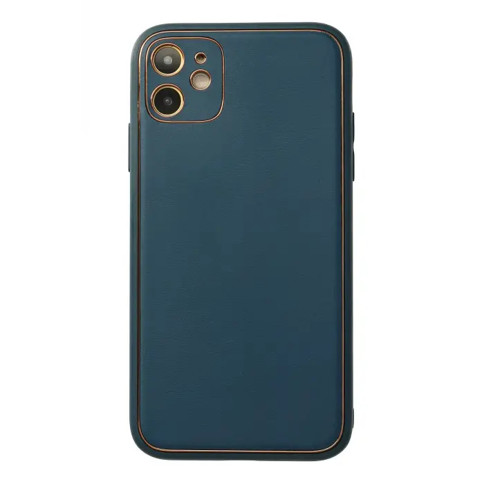 Lopard İphone 12 Kılıf Coco Deri Silikon Kapak - Mavi