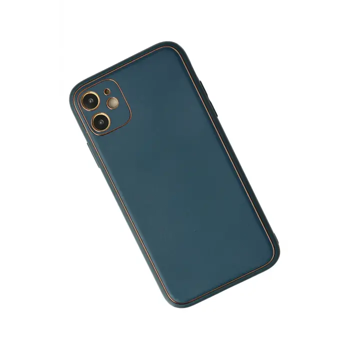 Lopard İphone 12 Kılıf Coco Deri Silikon Kapak - Mavi