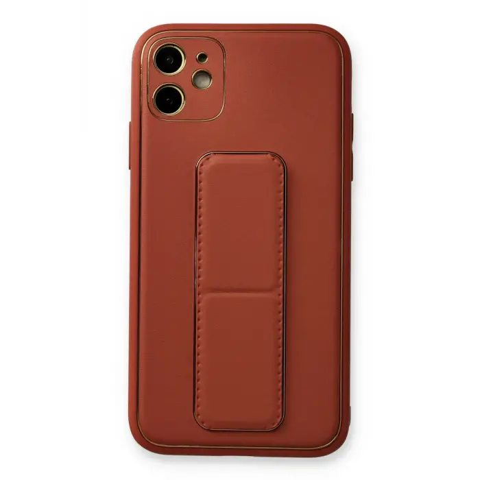 Lopard İphone 12 Kılıf Coco Deri Standlı Kapak - Fuşya