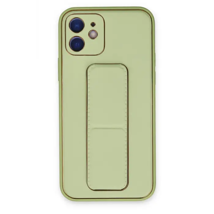 Lopard İphone 12 Kılıf Coco Deri Standlı Kapak - Su Yeşili