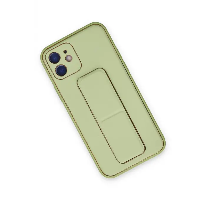 Lopard İphone 12 Kılıf Coco Deri Standlı Kapak - Su Yeşili