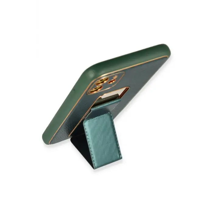 Lopard İphone 12 Kılıf Coco Karbon Standlı Kapak - Yeşil