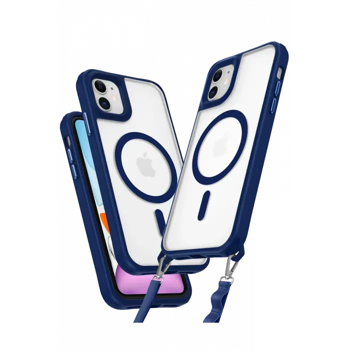 Lopard İphone 12 Kılıf Enka Magsafe Silikon Kılıf - Lacivert