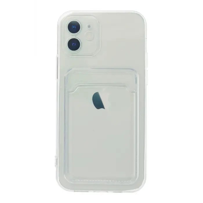 Lopard İphone 12 Kılıf Kart Şeffaf Silikon - Şeffaf