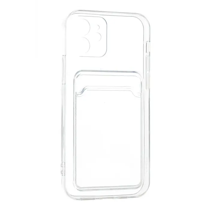 Lopard İphone 12 Kılıf Kart Şeffaf Silikon - Şeffaf