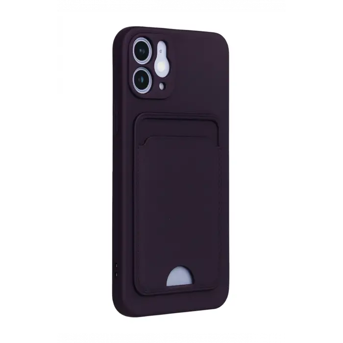 Lopard İphone 12 Kılıf Kelvin Kartvizitli Silikon - Derin Mor