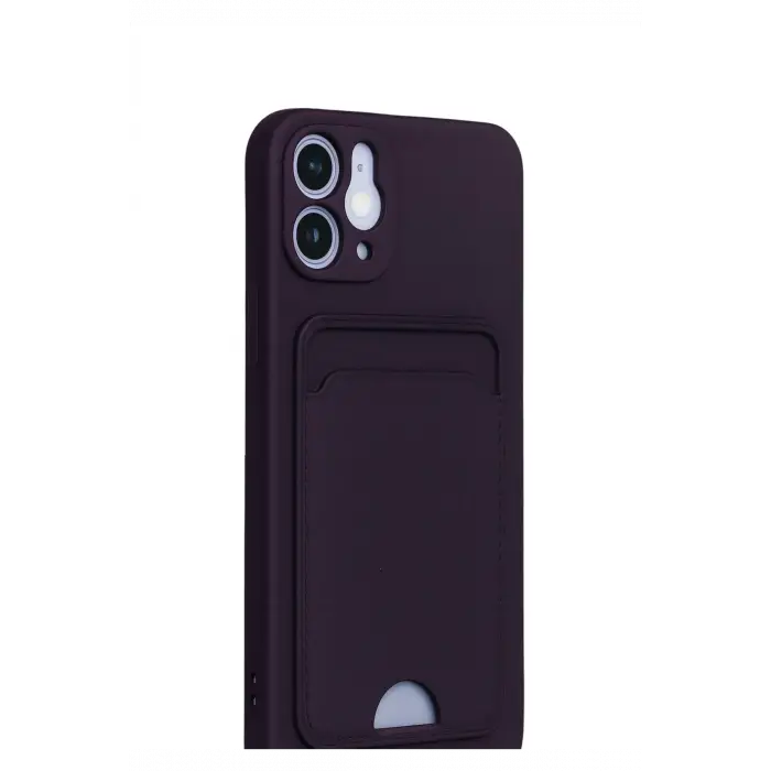 Lopard İphone 12 Kılıf Kelvin Kartvizitli Silikon - Derin Mor