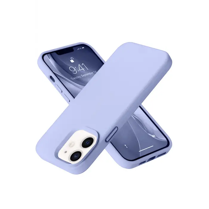 Lopard İphone 12 Kılıf Nano İçi Kadife Silikon - Lila