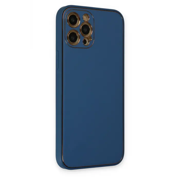 Lopard İphone 12 Pro Kılıf Coco Deri Silikon Kapak - Açık Mavi