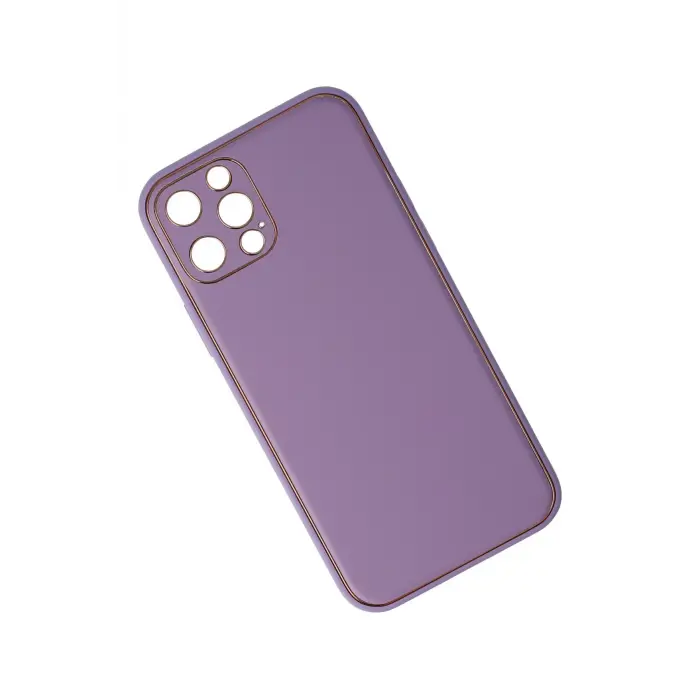 Lopard İphone 12 Pro Kılıf Coco Deri Silikon Kapak - Lila