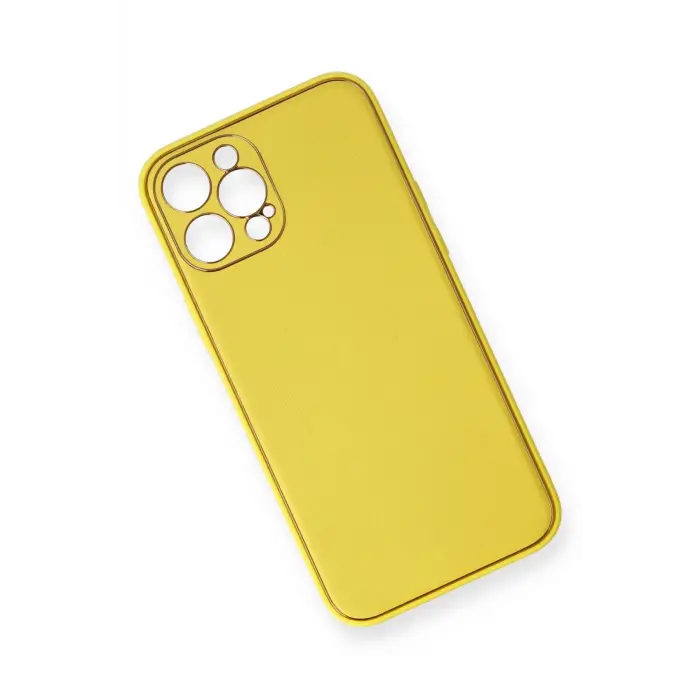Lopard İphone 12 Pro Kılıf Coco Deri Silikon Kapak - Sarı
