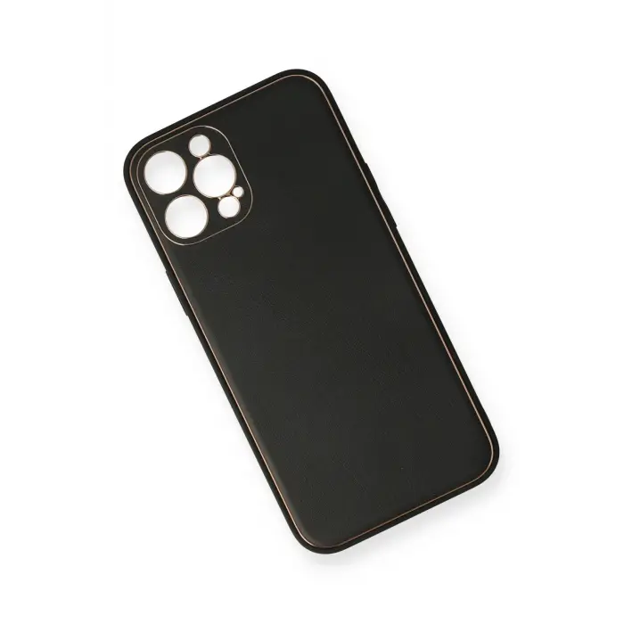 Lopard İphone 12 Pro Kılıf Coco Deri Silikon Kapak - Siyah