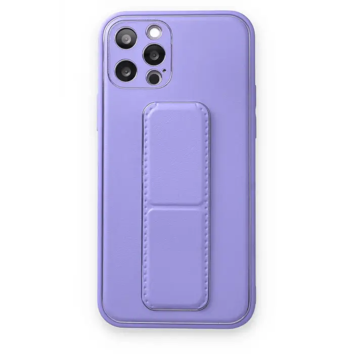 Lopard İphone 12 Pro Kılıf Coco Deri Standlı Kapak - Koyu Lila