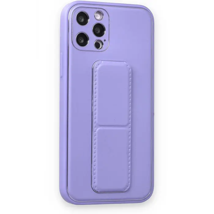 Lopard İphone 12 Pro Kılıf Coco Deri Standlı Kapak - Koyu Lila