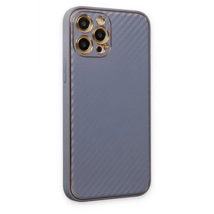 Lopard İphone 12 Pro Kılıf Coco Karbon Silikon - Gri