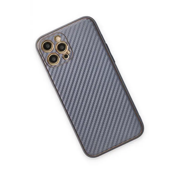 Lopard İphone 12 Pro Kılıf Coco Karbon Silikon - Gri