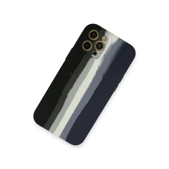 Lopard İphone 12 Pro Kılıf Ebruli Lansman Silikon - Siyah-lacivert