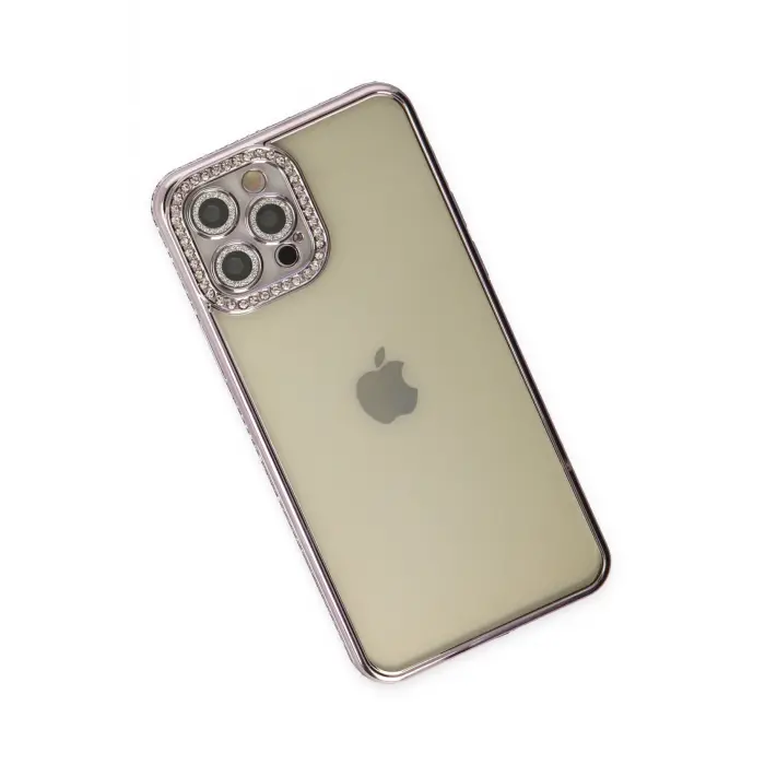 Lopard İphone 12 Pro Kılıf Joke Taşlı Silikon - Mor