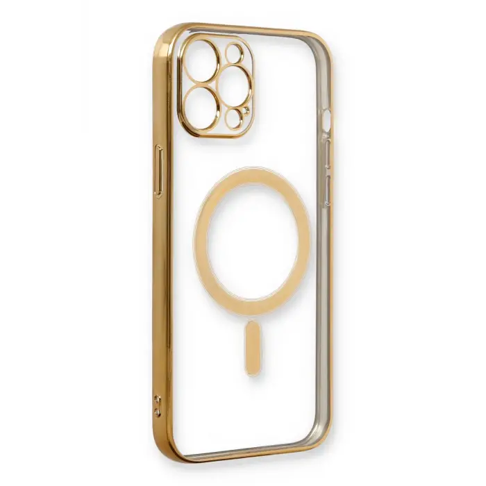 Lopard İphone 12 Pro Kılıf Magneticsafe Lazer Silikon - Gold