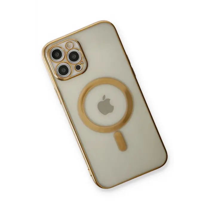 Lopard İphone 12 Pro Kılıf Magneticsafe Lazer Silikon - Gold