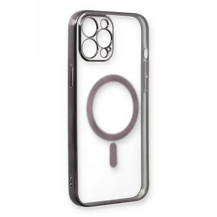 Lopard İphone 12 Pro Kılıf Magneticsafe Lazer Silikon - Siyah