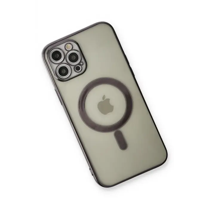 Lopard İphone 12 Pro Kılıf Magneticsafe Lazer Silikon - Siyah